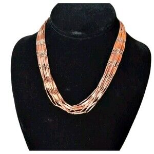 925 Sterling Silver with Gold Overlay, 10 Layered Chain Necklace. Stamped Italy.